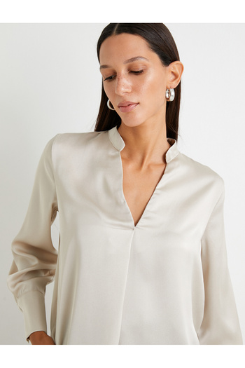 Koton Satin Blouse V-Neck Long Sleeve