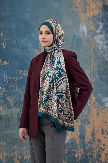 İpekhan Σάλι Petrol Indian Voile - 5004-07