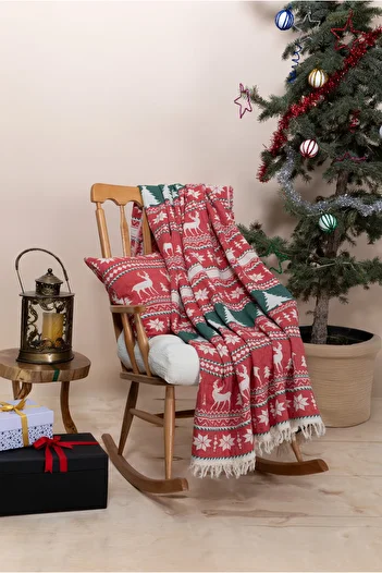 MYLASA HOME 100% Cotton Christmas Throw & Christmas Throw Pillow Set