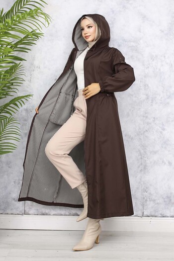 benguen 1305 Model Brown Seasonal Trench Coat