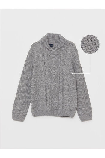 LC Waikiki Lcwk Shawl Collar Self Patterned Boy's Knitwear Sweater
