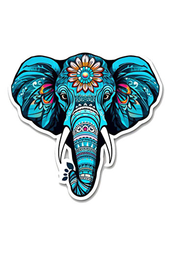 MegaSticker Autocolant Blue Artistic Elephant - Mașină, Motocicletă, Cască, Laptop, Parbriz 13x10 Cm