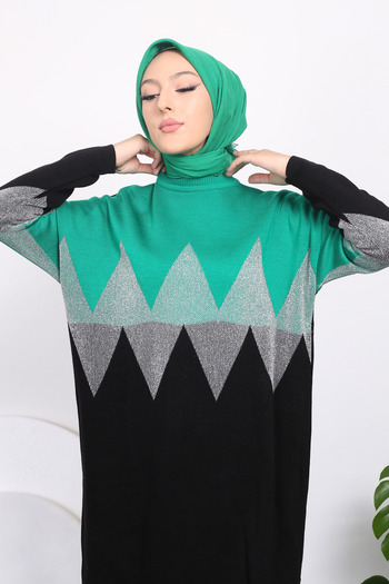 Kirazgym Silvery Large Zigzag Knitwear Tunic
