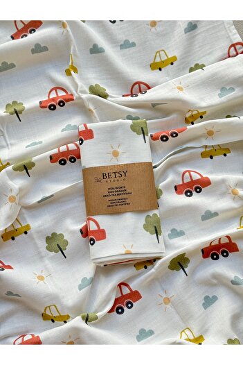 BETSY STUDIO Mini Cars Muslin Cover 75X100Cm/ Stroller Cover Nursing Cover Baby Blanket