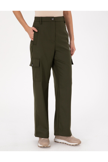 Pierre Cardin Khaki Flare Fit Fabric Trousers 50290400 -Vr027