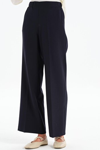 Tuğba Beli Lastikli Culotte Pantolon - Lacivert