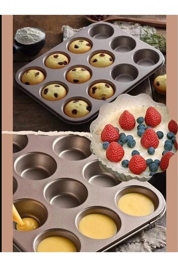 Multiamo 24 and 12 Pieces High Quality Muffin Cupcake Capsule Pie Tray - Fireproof and Non-Stick