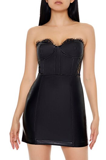 Forever 21 Suni Deri Mini Elbise