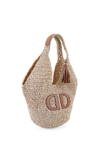 Desa Joyce Beige Women's Straw Shoulder Bag