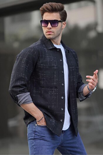 Madmext Anthracite Patterned Men's Regular Fit Shirt 6722
