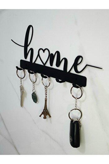 VENON Black Metal Infinity Home Written Stylish Keychain Decorative Key Hanger with 5 Hooks