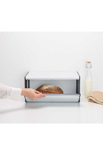 Brabantia Steel Bread Basket Rectangular Shape White Bread Storage Box