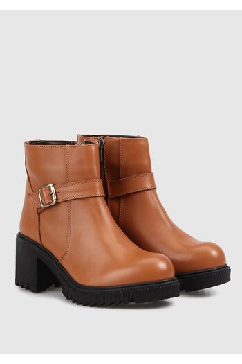 Provoq Tan-Brown Leather Women's Boots
