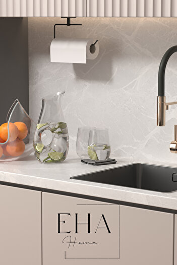 EHA HOME Yapışkanlı Siyah Kağıt Havluluk Rulo Havluluk Peçetelik Yapışkanlı Tasarım Askı