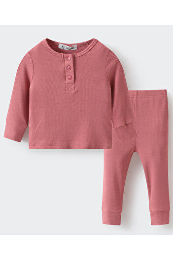Babyhug SAPS Cotton Blend Solid Full Sleeves Winter Wear Night Suit/Co-ord Set - Pink