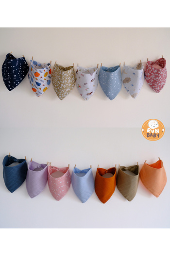 runbaby (14 Pcs) Muslin Fabric Baby Drool Bib & Scarf with Two Snaps