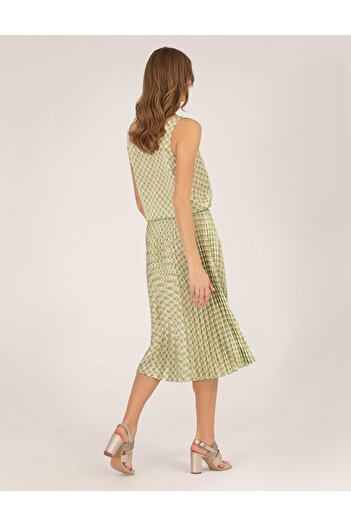 Pierre Cardin Yeşil Desenli Pileli Midi Etek 50269324-VR232