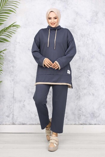 benguen Anthracite 4581 - Double Suit with Crest Detail and Collar