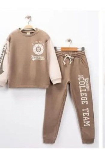 Via Girl's Written Elastic Waist Elastic Leg Lace-Up Pocket Seasonal Tracksuit Set