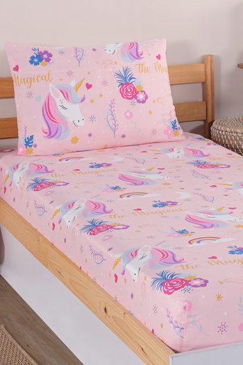 Eponj Home Magical Pink Single Pes Elastic Sheet Set
