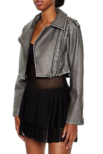 Forever 21 Suni Deri Crop Ceket