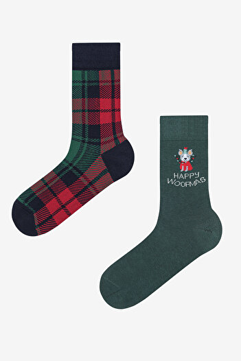 Penti Men's Happy Woofmass Navy Blue 2-Piece Socks