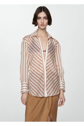 MANGO Woman Gestreiftes halbtransparentes Hemd