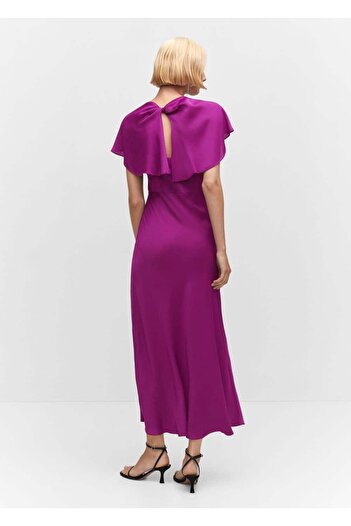 MANGO Woman Sırt detaylı saten elbise