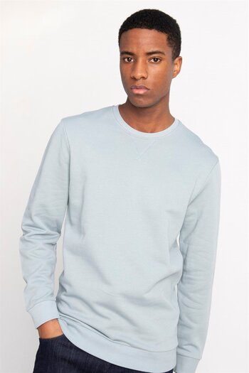 Tudors Φούτερ Unisex Oversize Wide Cut 100% βαμβακερό Basic Blue Crew Neck Φούτερ