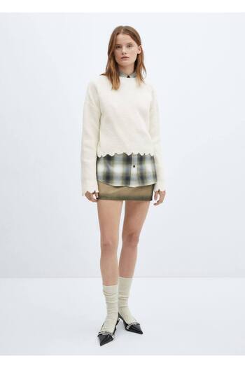 MANGO Woman Round Neck Cotton Linen Knitwear Sweater