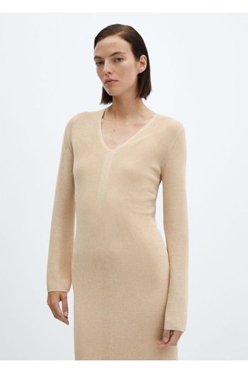 MANGO Woman Glitzerndes Strick-Midikleid