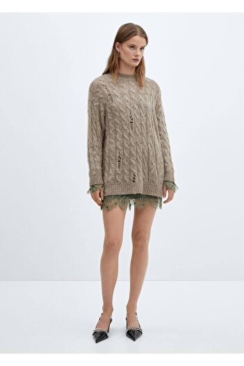 MANGO Woman Long Decorative Ripped Sweater