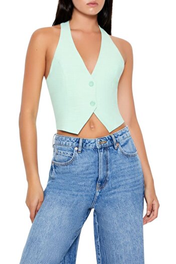 Forever 21 Halter Yaka Crop Yelek