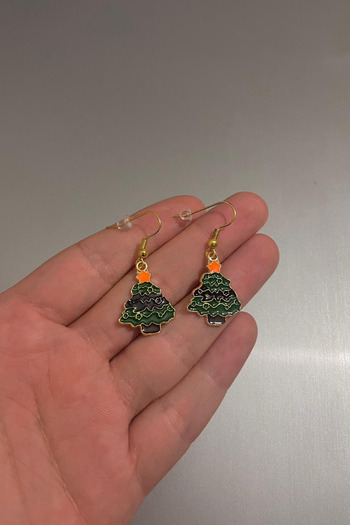 Jaida Moda Women's Christmas New Year's Pine Tree Figured Christmas Earrings