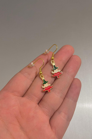 Jaida Moda Women's Pine Tree Figured Christmas Earrings