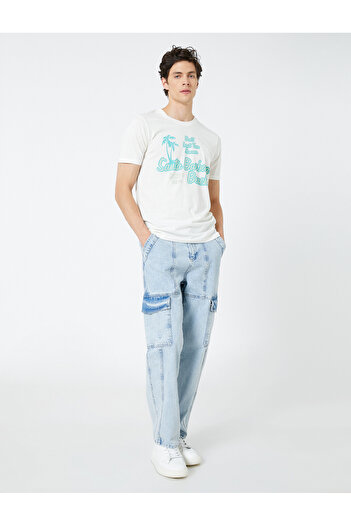 Koton Slogan printed T-Shirt Summer Theme Crew Neck Slim Cut
