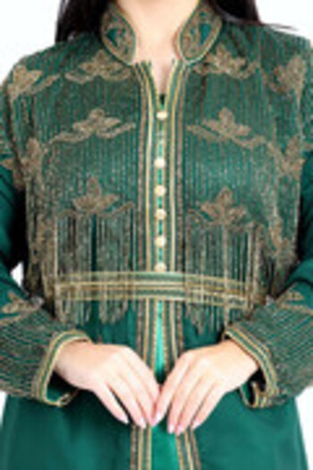 IKKXA Crystal Bliss Handcrafted Green Kaftan IKW9134
