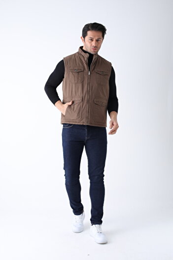 Cordial Men's Winter Vest Mink Cotton Quilted Four Pockets