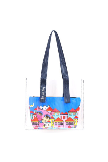 Biggdesign Owl And City Transparent Shopping and Beach Bag