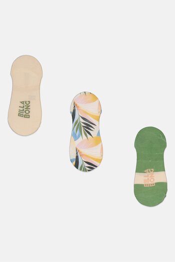 BİLLABONG Women 3 Pair Ultra Low No Show Socks, Green