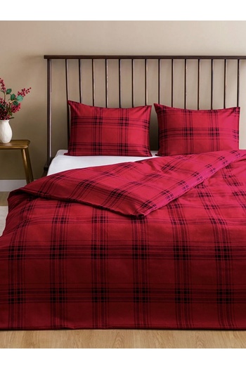 LC Waikiki LCW HOME Kırmızı Ekose Desenli Çift Kişilik Nevresim Seti