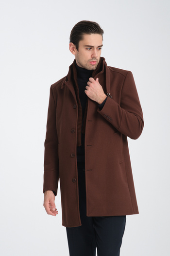 Frappoli Ανδρικό παλτό με χοντρή κοπή - Ριμπ γιακά, Standard Fit