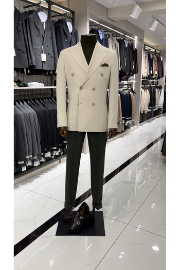 LONATOLİA Italian Style Slim Fit Men's Double Breasted Jacket - Bag Pocket, Point Stitching, Unlined