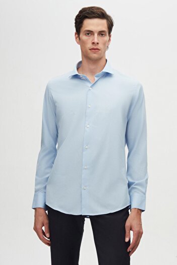 D'S Damat Light Blue Slim Fit Italian Neck Tie - Long Sleeve and Easy-Iron N