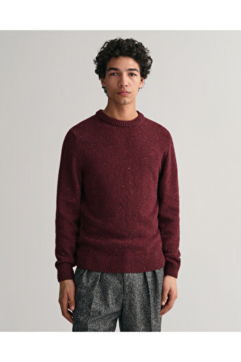 Gant Erkek Bordo Regular Fit Bisiklet Yaka Yünlü Kazak
