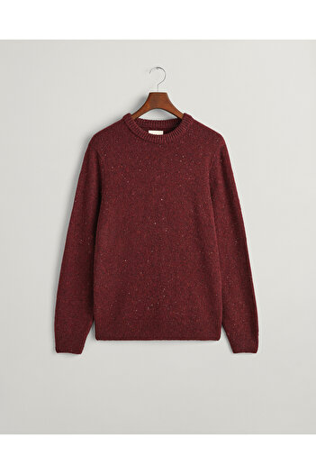Gant Erkek Bordo Regular Fit Bisiklet Yaka Yünlü Kazak