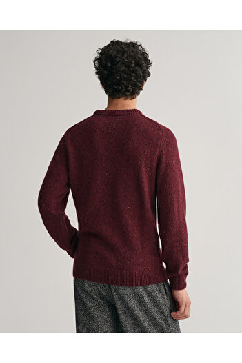 Gant Erkek Bordo Regular Fit Bisiklet Yaka Yünlü Kazak