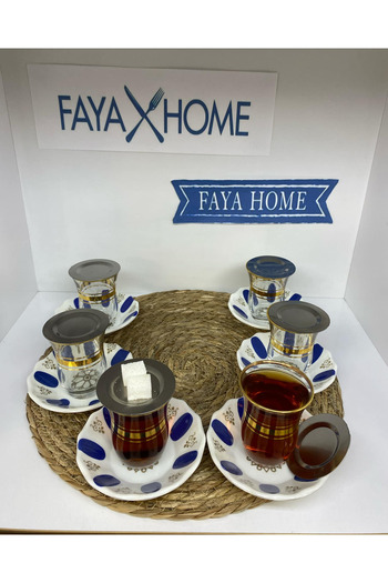 FAYA HOME Authentic Nostalgic Vintage Gold Gilt Gold Coffee Shop Tea Set 18 Pieces Set of 6