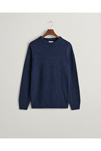 Gant Erkek Lacivert Regular Fit Bisiklet Yaka Kazak