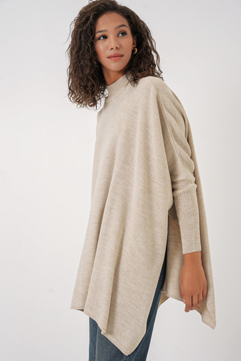 Bigdart 15783 Slit Poncho πουλόβερ - Μπεζ